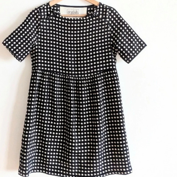 Ace & Jig black spring polka dot linen blend babydoll dress mini XS - Picture 2 of 5